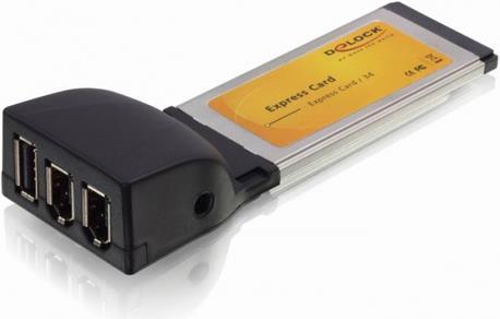 Produktbild DeLock ExpressCard 34 mit 2x Firewire / 1x USB 2.0