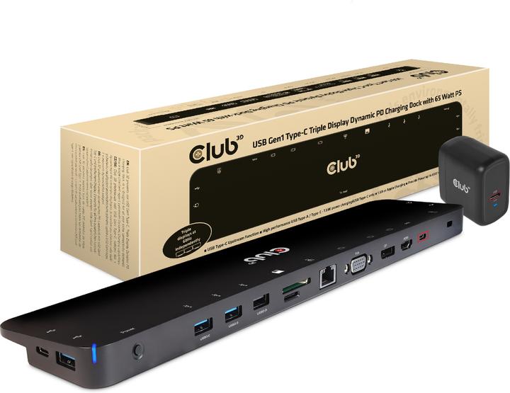 Actual product image Club 3D Triple Display Dynamic (Docking port (proprietary), 3 Ports)