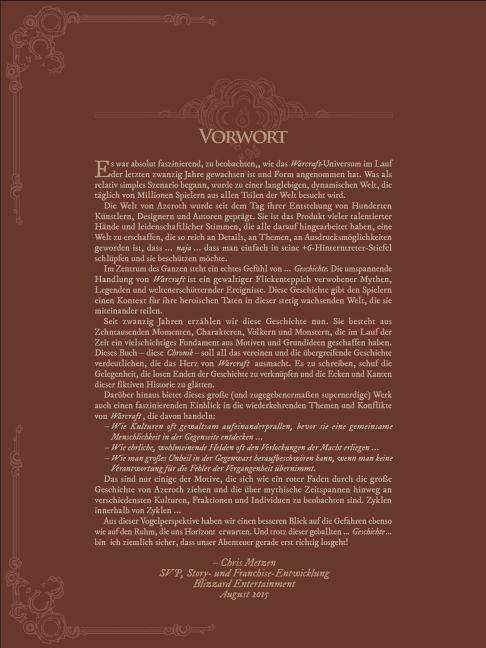 Nährwerte und Zutaten Panini World of Warcraft: Chroniken 01 (Deutsch, Blizzard Entertainment, 2016)