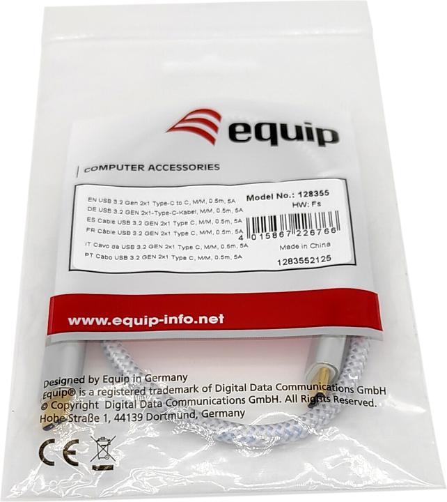 Image du produit equip Câble USB 3.2 C -> C mâle/mâle (1 m, USB 3.2 Gen 2)