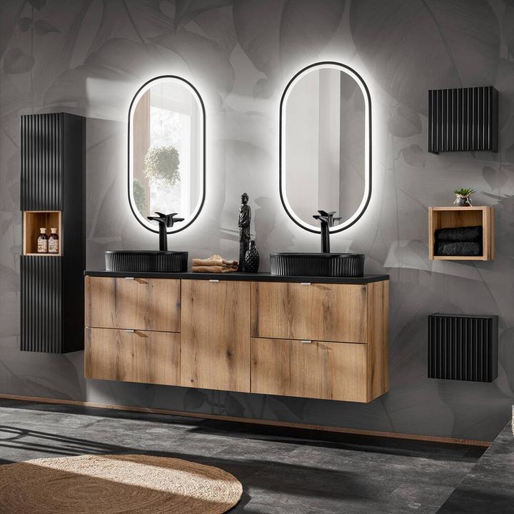 Actual product image En.Casa Bathroom shelf Newport 27x25x21 cm oak (27 x 25 x 21 cm)