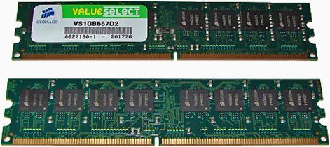 Image du produit Corsair ValueSelect (2 x 1GB, 667 MHz, DDR2-RAM, DIMM)