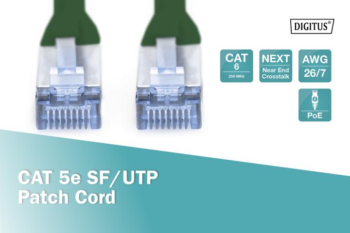 Produktbild Digitus CAT5e SF-UTP Patchk.,1m, Grün (SF/UTP, CAT5e, 1 m)