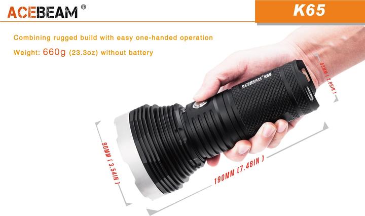 Actual product image AceBeam K65 6200 Lumen LED Taschenlampe