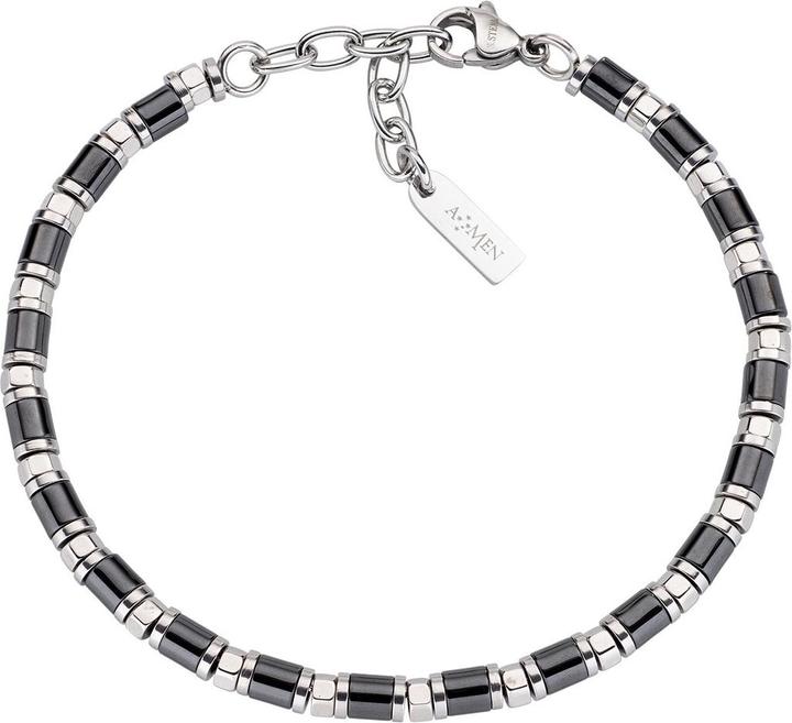 Amen Steel & Ceramic Armband (21 cm, Edelstahl, Keramik)