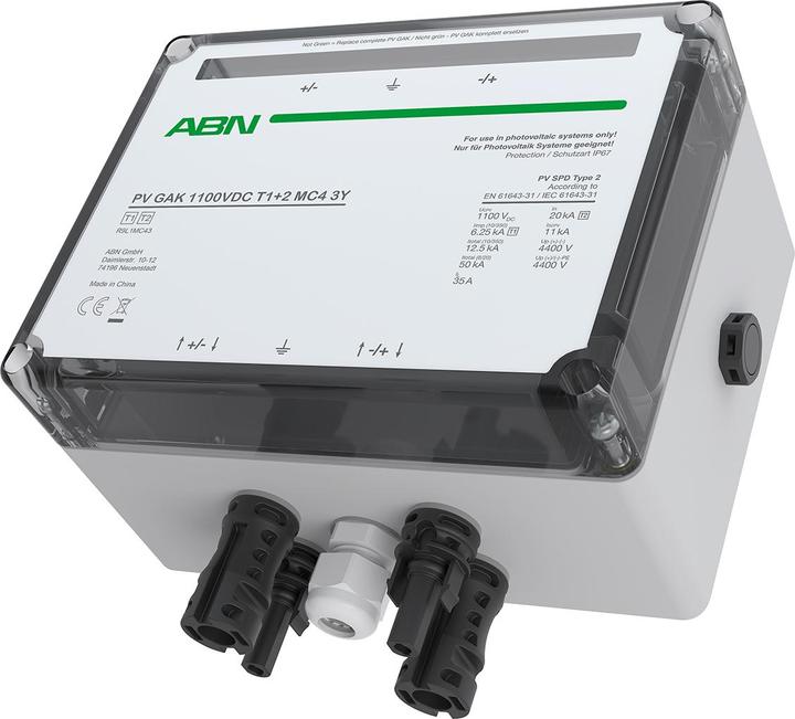 Actual product image ABN PV generator junction box