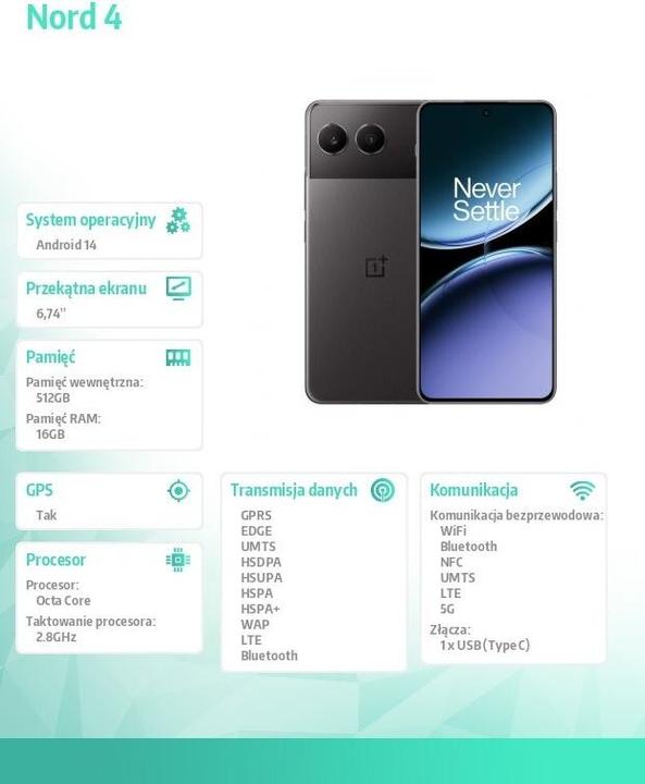 Productafbeelding OnePlus Nord 4 (512 GB, Obsidiaan Middernacht, 6.74", Dubbele SIM, 5G)