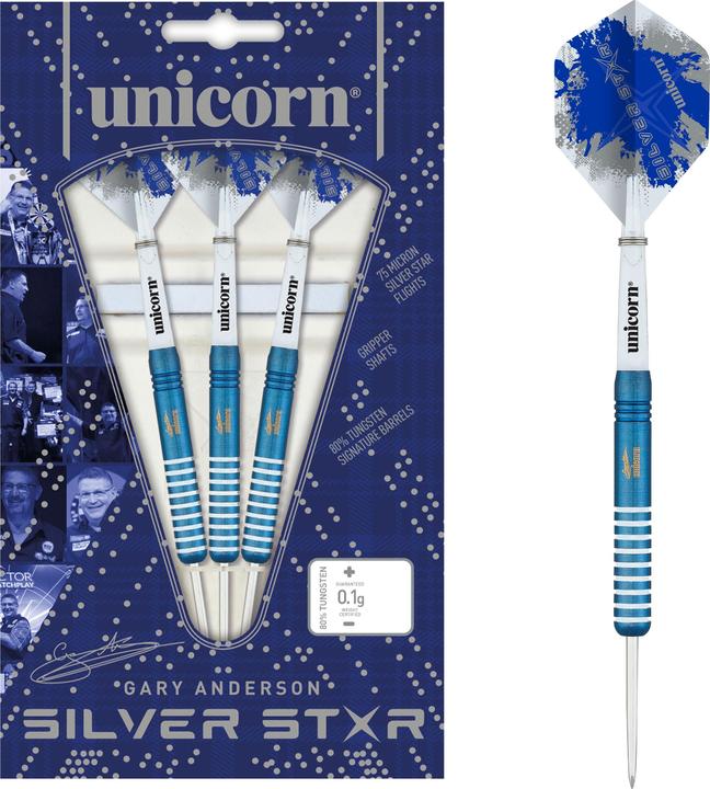 Produktbild Unicorn Silver Star Blue Gary Anderson Steel Darts 1 Satz (27 g)