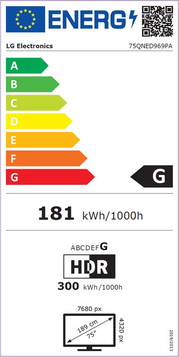 Energie-Label LG 75QNED969PA (75", Mini-LED, 8K, 2021)
