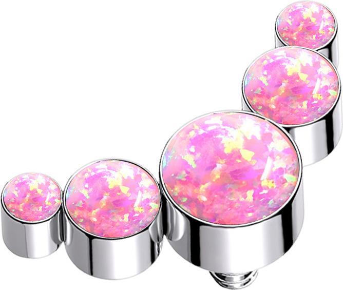 Star Piercing Dermal Anchor silber fünf Opale pink (Titan G23, ohne Messing)