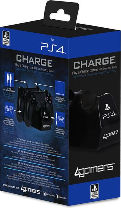 Produktbild 4Gamers Dual Play & Charge Kabel mit Desktop Stand (PS4)