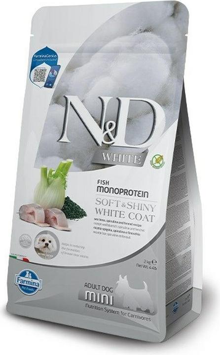 Farmina N&D Seebarsch Spirulina und Fenchel Adult Mini - Trockenfutter für Hunde - 2 kg (Adult, 1 Stk., 2000 g)