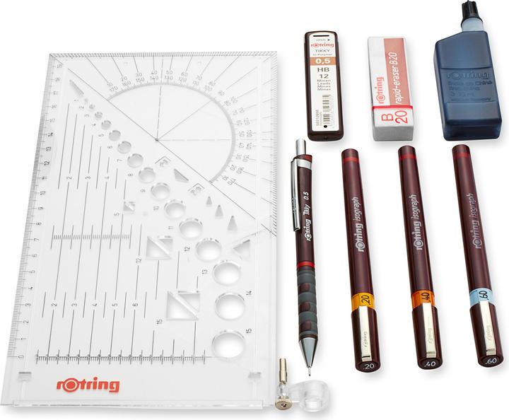 Image du produit Rotring Set de stylos à encre de Chine Isograph College (Multicolore, 3 x)