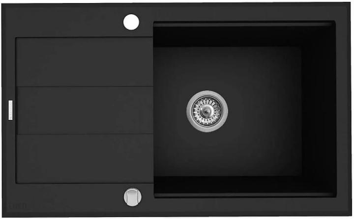 Pyramis Granitspüle mit Abtropffläche Sparta Plus Lux 070 083 701 78X48 1B 1D Schwarz (78 cm, 48 cm)