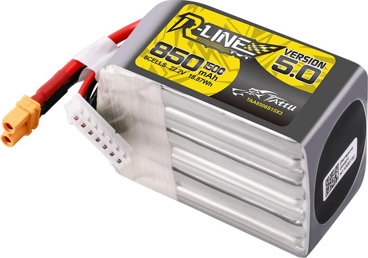 Produktbild Tattu R-Line Wersja 5.0 850mAh 22.2V 6S1P 150C Lipo XT30U-F (22.20 V, 850 mAh)