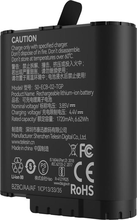 Actual product image Telesin battery(double arc) for GoPro Hero12/11/ 10/9 (GoPro Hero 12, GoPro Hero 9, GoPro Hero 10, GoPro Hero 11)