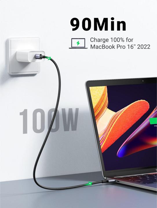Productafbeelding Ugreen US316 Type C naar Type C kabel, 100W, 3m (zwart) (3 m, USB 2.0)
