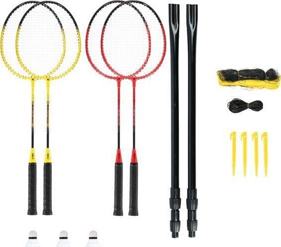 Actual product image Nils NRZ264 ALUMINIUM Badminton Set 4 Rackets 3 Feather Arrows 600x60cm Net Case