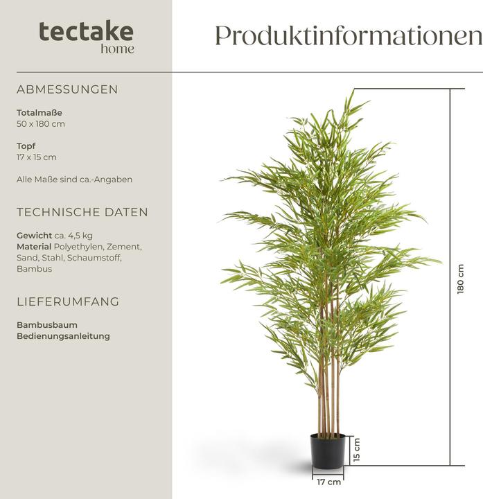 Image du produit tectake Bambusbaum Bambosa (180 cm)
