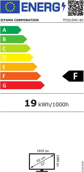 Energie-Label iiyama TF2215MC-B2 (1920 x 1080 Pixel, 21.50")