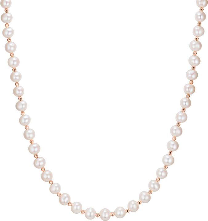 Valero Pearls Damen Sterling Silber Süßwasser-Zuchtperle Rose Gold 40,0 cm Grundkette + 5,0 cm Verlängerung - (Sterling Silber, 40 - 45 cm)