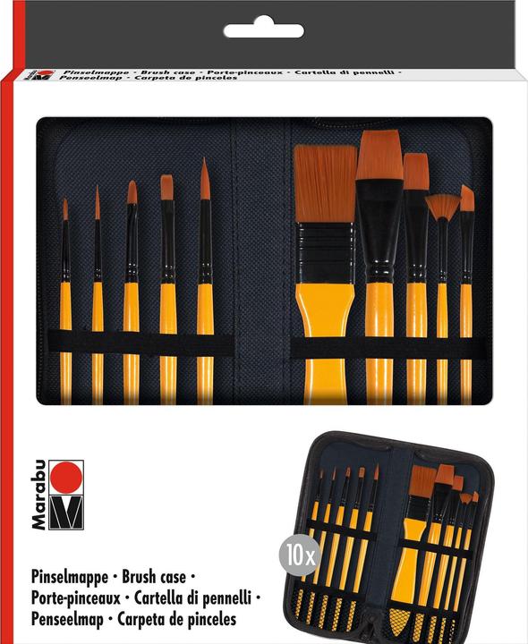 Produktbild Marabu Acrylpinsel Pinselmappe Set 10 Stück, Art: Arcylpinsel