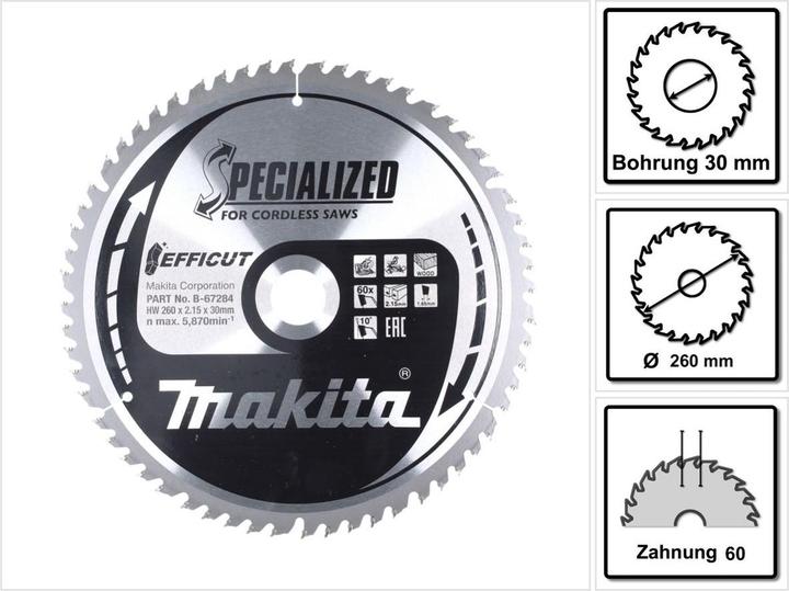 Actual product image Makita EFFICUT saw blade 260x30x60Z
