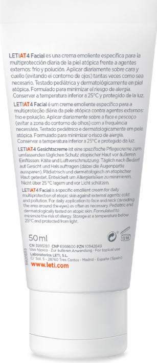 Actual product image Leti LETIAT4 Atopic Skin Facial Cream, 50 ml Cream (50 ml, 24h cream, SPF 50)