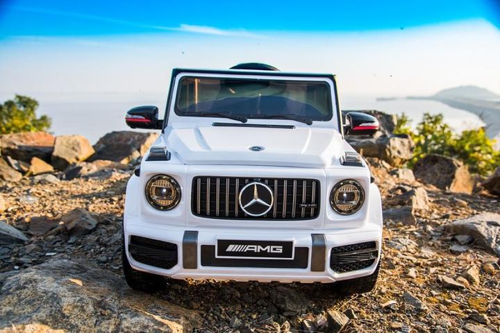Produktbild Es-toys Kinderfahrzeug weiss - Elektro Auto "Mercedes G63 AMG" - Lizenziert - 12V7AH Akku,2 Motoren (12 V)