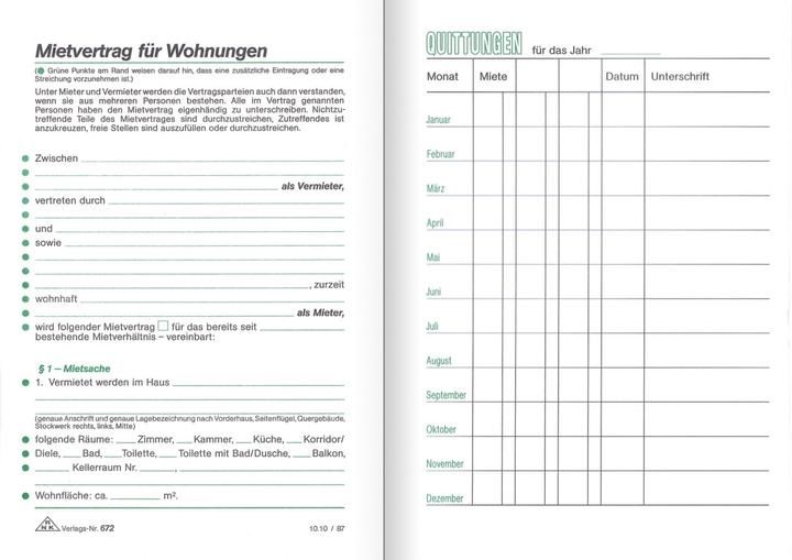 Nährwerte und Zutaten Rnk Mietvertragsheft, Mietbuch mit Hausordnung+Mietquittungen,120x170mm,32 Blatt (32 x)