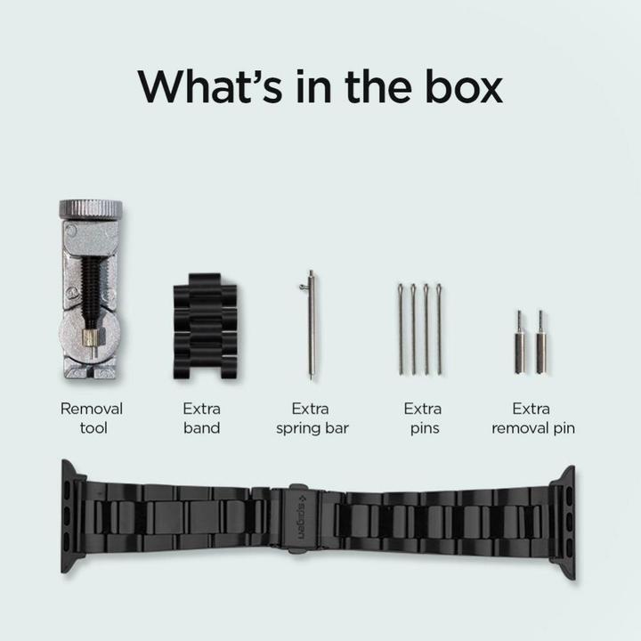 Image du produit Spigen MODERN FIT BAND Apple Watch 4 / 5 / 6 / 7 / 8 / SE (38 / 40 / 41MM) BLACK (38 mm, 40 mm, 41 mm, Acier inoxydable)