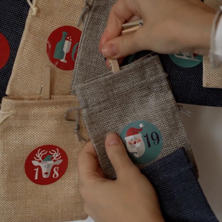 Produktbild I Am Creative DIY Adventskalender, Beutel zum Befüllen inkl. Sticker/Klammer/Schnur