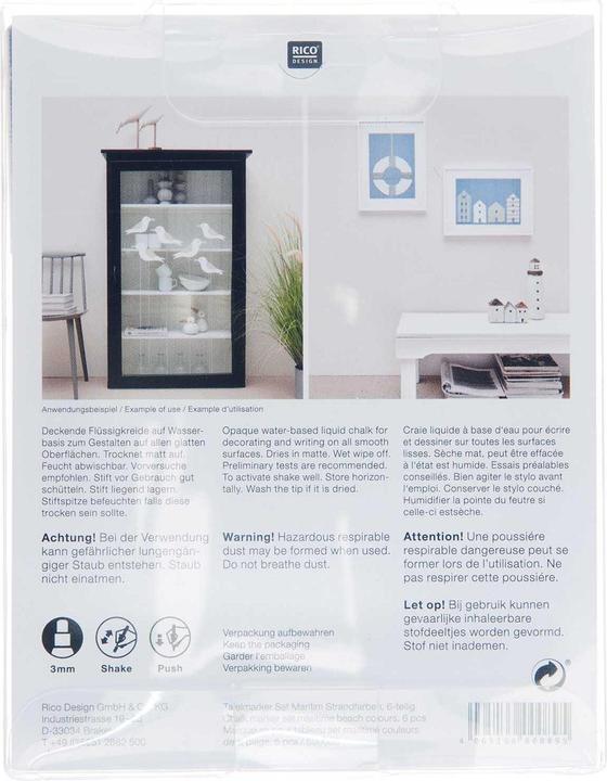 Produktbild Rico Design Kreidemarker 6 Stück, Mehrfarbig (Weiss, Beige, Grün, Gelb, Blau, Hellgelb, Hellblau, Blaugrau, Olivgrün, 3 mm, 6 x)