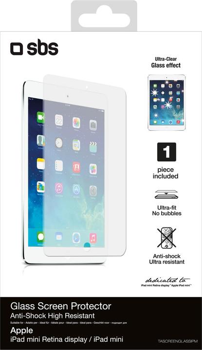 Image du produit SBS Protecteur d'écran effet verre et Haute Résistance pour iPad mini, iPad mini 2, iPad mini 3 (1 pièce(s), iPad mini, iPad mini 2014 (3. Gen), iPad mini 2013 (2. Gen))