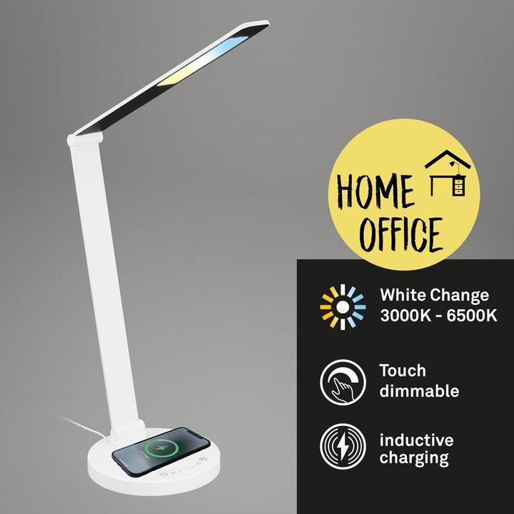 Produktbild Briloner CUMA CCT-LED Tischleuchte, Weiss, inkl. induktive Ladestation (670 lm)