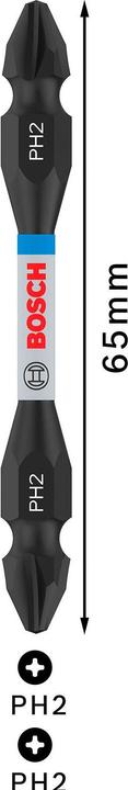Produktbild Bosch Professional Zubehör PRO Impact Schrauberbit mit Doppelklingen und Pick and Click-Einsätzen, PH2, 65 mm (PH2)