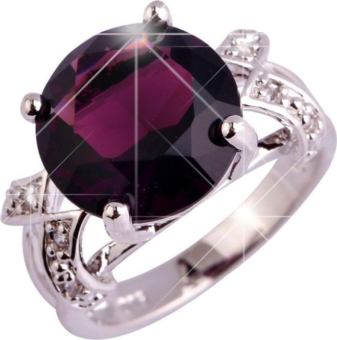 Hermex versilberter Ring mit Amethyst - Gr. 53 / Size 6 (51)