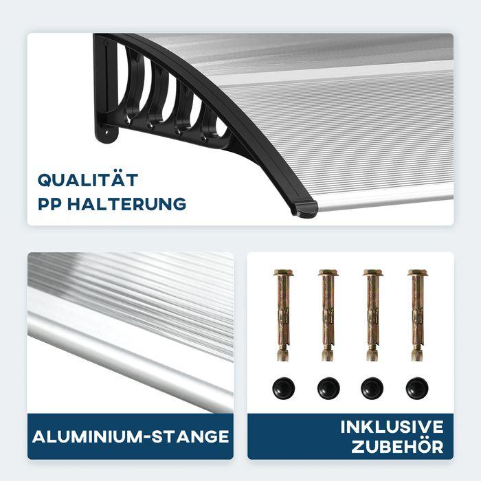 Produktbild Swisshandel24 Pultvordach Vordach für Haustür 103x96,5x27cm mit UV Schutz, Regenschutz Sonnenschutz, Alu Schwarz