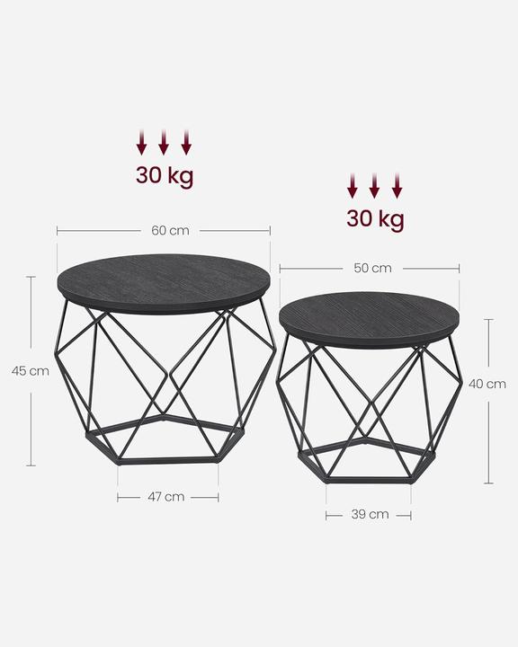Produktbild Vasagle Runder Couchtisch 2er-Set mit abnehmbarer Platte, LCT041B22