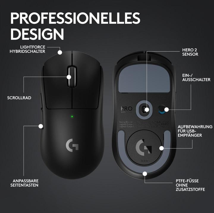Immagine prodotto Logitech G Pro X Superlight 2 (Senza fili, Cablato)