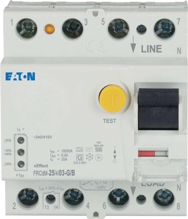 Image du produit Eaton MOE FRCDM-25/4/03-G/B interrupteur dig. Interrupteur différentiel 25A 4p 300mA type G/B