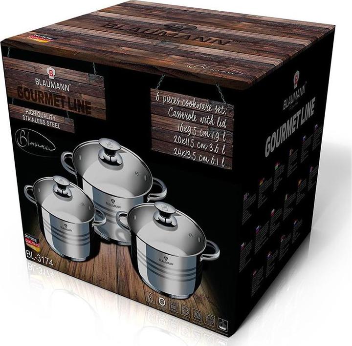 Actual product image Blaumann Cookware set (24 cm, Pan set + pot set, Stainless steel)