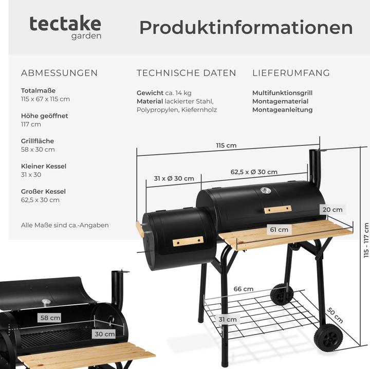 Image du produit tectake Barbecue Smoker Américain (58 cm)