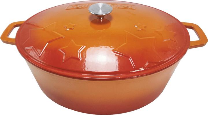 Produktbild Grillfürst Dutch Oven Sternentöpfchen / Gusseisen Bräter - emailliert - XL - orange