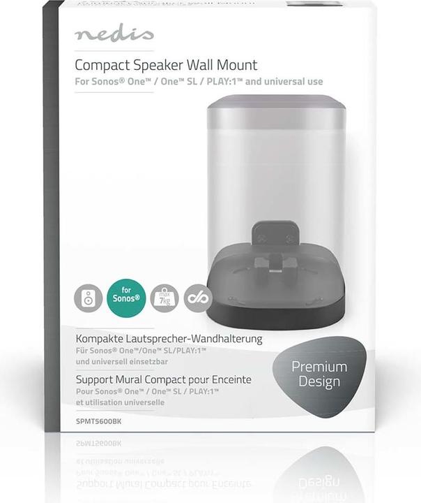 Immagine prodotto Nedis Supporto a parete, Sonos One/SL/Play:1, fisso - nero (1 pz., Installazione a parete, Non mobile)