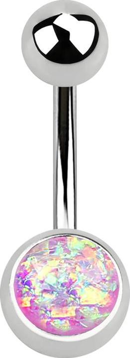 Star Piercing Banane silber mit Opal Glitter violett (Chirurgenstahl 316L, ohne Messing)