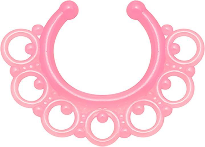 Star Piercing Fake Septum Tribal mit Kugeln pink "Glow"