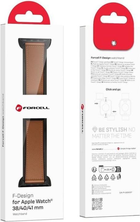 Image du produit Forcell Strap F-DESIGN FA21 eco leather strap for APPLE Watch 38 / 40 / 41 mm brown (Eco-cuir)