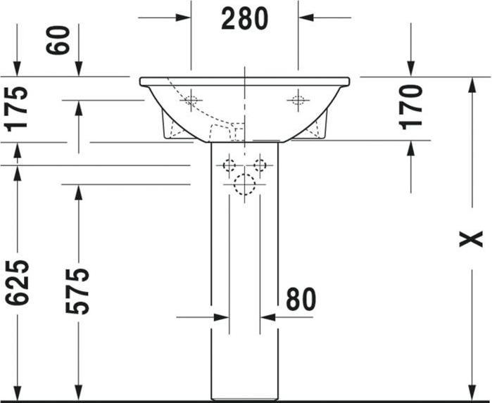 Produktbild Duravit Waschtisch DARLING NEW m ÜL HLB 1 Hahnloch 550x480mm weiss (480 mm, 550 mm)