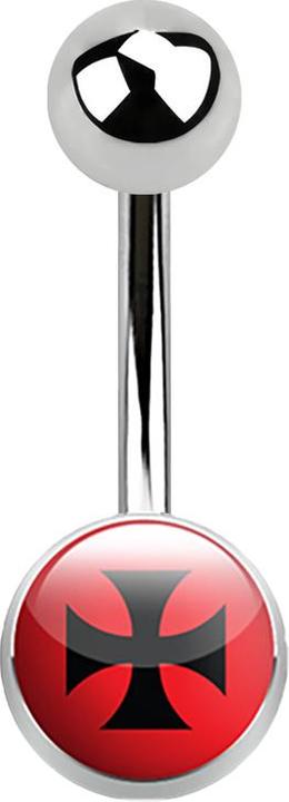 Star Piercing Banane silber mit Logo Kreuz (Chirurgenstahl 316L, ohne Messing)